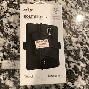 Bolt Series Case for Nokia 3.1 C - Black Tempered Glass Included